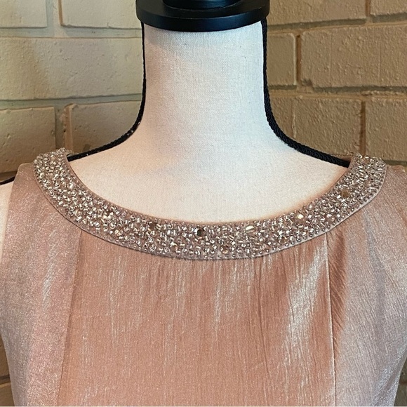 Adrianna Papell Gold Champagne Beaded Cocktail Party Dress Size 4 - Picture 3 of 10